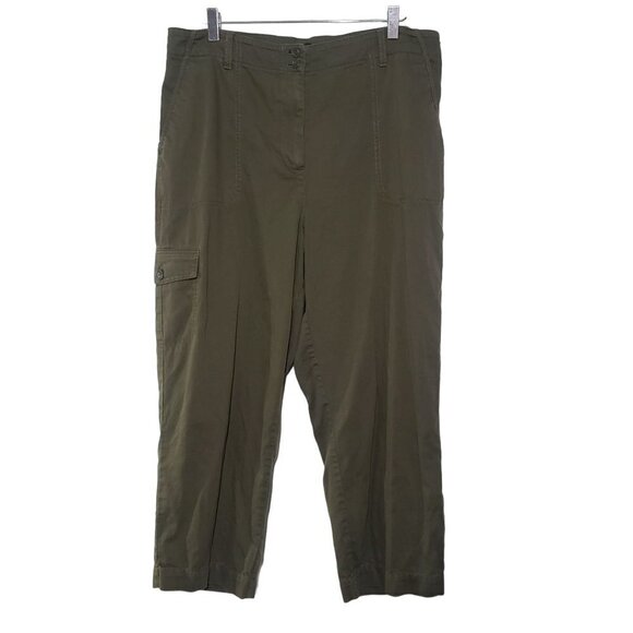 Talbots Supersoft Cargo Pants Utility Crop Pockets High Rise Green Womens 16 - Picture 1 of 13